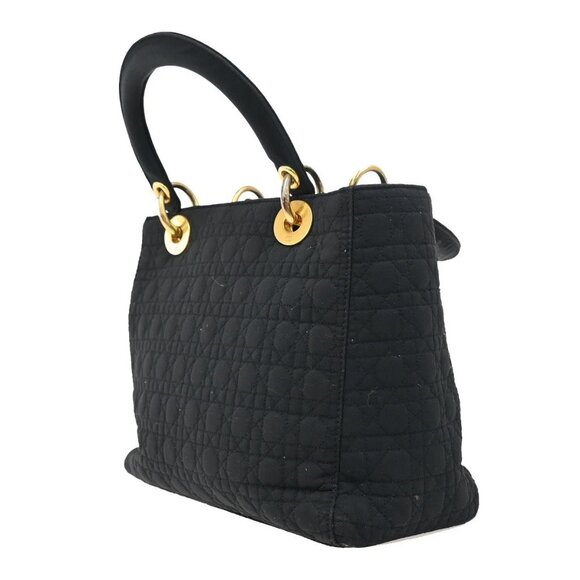 CHRISTIAN DIOR Logo Lady Cannage Hand Bag Nylon Leather Black GHW Italy 70EF820 - Picture 3 of 14